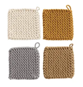 Warm Crocheted Pot Holder (choose color)
