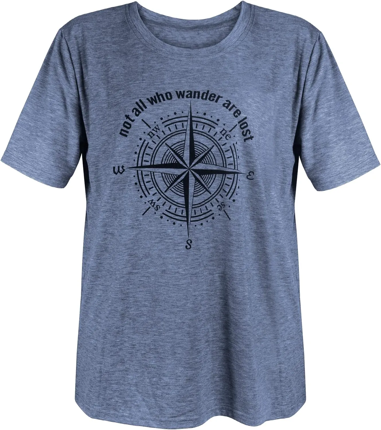 Womens Graphic T-Shirt Not All Who Wander are Lost Funny Tees for Women Summer Casual Tops Athletic Shirts